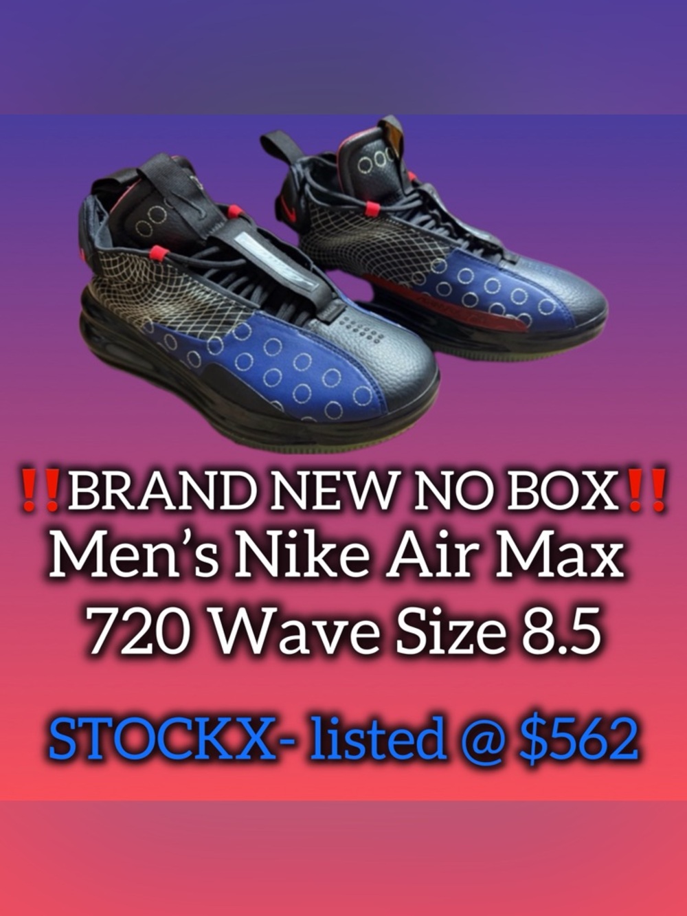 🔥Men’s Nike Air Max 720 Waves size 8.5- BRAND NEW NO BOX/(STOCKX is $562)